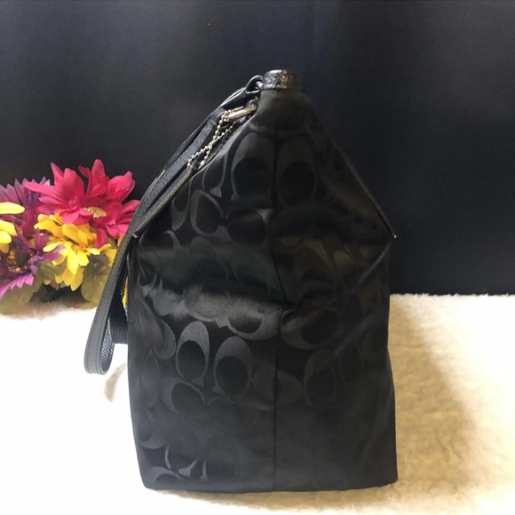 Coach 33475 Ward Signature Black Nylon Tote Bag With Leather Handles - Picture 3 of 16
